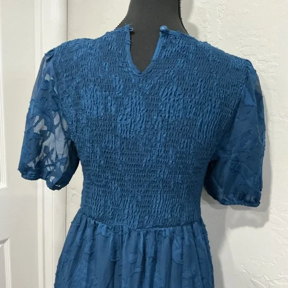 & Other Stories Teal Lace Midi Dress - Picture 4 of 4
